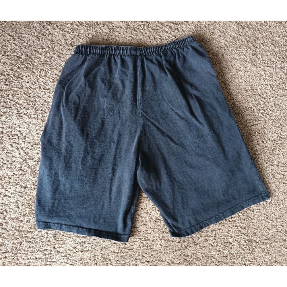 Gaber Shorts Men's Large Embroidered Elastic Waist Navy Blue Vintage 80s - Picture 4 of 5